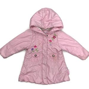 Vintage Weatherproof girls 12M pink puffer hooded zip front jacket